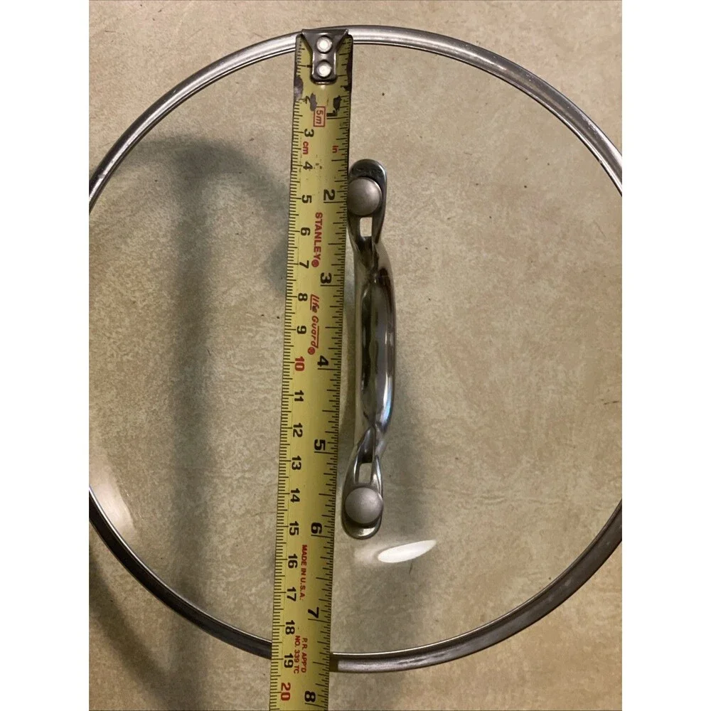 Calphalon Stainless Steel Tempered Glass Replacement Lid 7.5 Inside Diameter 8in